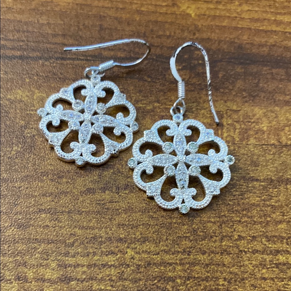Elegant Sterling Silver Laser Cut Earrings